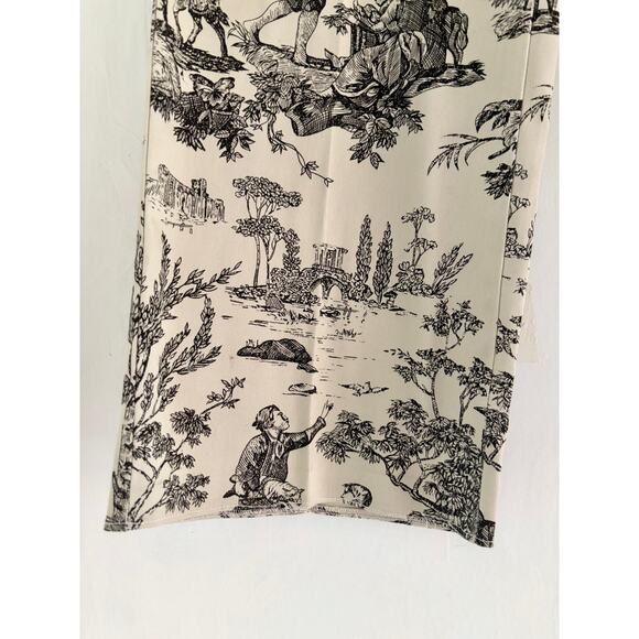 Vintage Cream & Black Toile Print Straight Leg Pants- Size M/L, Made in USA - Picture 4 of 5